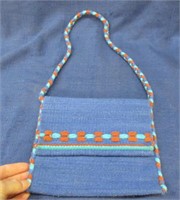 woven wool african handbag - blue