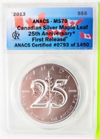 Coin 2013 Canadian Silver Maple ANACS MS70