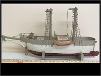 ANTIQUE TOY WOOD SHIP IN NEED OF SOME RESTORATION