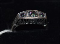 Sterling Silver Antique Style Ring w/ Mystic