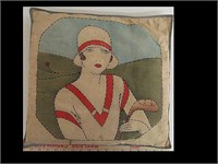 FLAPPER STYLE WOMAN GOLPHER ON PILLOW CASE