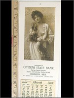 1904 CHADRON, NE. - CITIZEN'S STATE  BANK CALENDAR