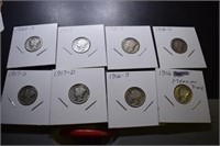 (8) Barber Dimes - Date Range - 1916-1920s