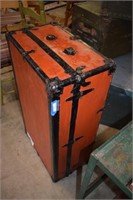 Vtg Orange Metal Trunk