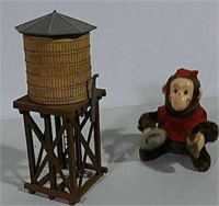 Battery operated monkey and water tower