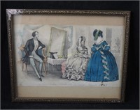 1841 Graham's Magazine Latest Fashions Print