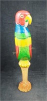 Vintage 16" Hand Carved Folk Art Parrot Statue