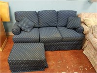 Blue sofa and ottoman
