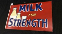 Tin Adv. Milk For Strength Sign