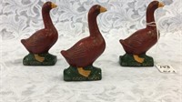 Set of 3 Sm. Red Goose Adv. Goose Statues (31)