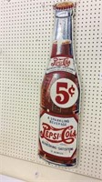 Lg. 5 Cent Pepsi-Cola Tin Sign