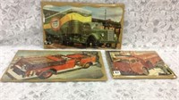 Set of 3 Old Puzzles-Acme Oil Tank, Firetruck &