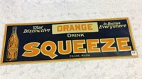 Thin Tin-Orange Squeeze Soda Sign by