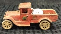 Sm. Cast Iron Red Arcade Toy Pick Up Truck