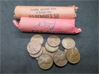 Lot of 2 Rolls US Pennies 1960's
