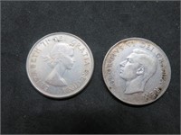 Lot of 2 Canada Half Dollar Coins 80% Silver