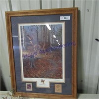 Woodland pine framed deer picture