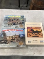 2 wooden wagon kits & latch hook