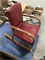 Child wood rocking chair w/red cushion