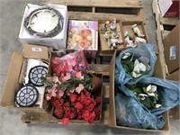 Artificial flowers, figurines, bake ware