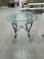 Glass top table.