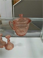 Pink depression cream decanter with lid