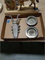 Exotic bug boot jack , (2) buffalo nickel ashtrays