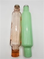 Two Vintage Glass Rolling Pins