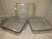 Three Clear Glass Casserole Dishes, Square