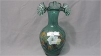 Fenton hand painted 9" vase w/ fruit and flowers