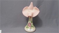 Fenton Lotus mist 11" decorated JIP vase