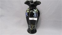 Fenton 9" ebony painted panelled vase