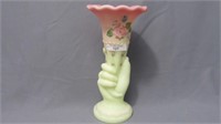 Fenton PAinted 11" hand vase- Museum Collection