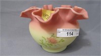 Fenton burmese 3.5" vase MAry Walrath #12/148