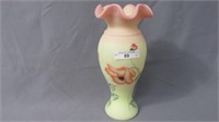 Fenton 9" HP vase w/ poppies