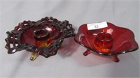 Fenton ruby red ft'd candleholders as shown 1930's
