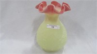 Fenton burmese 8.5" floral embossed vase