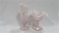 Fenton cactus ruffled compote and Lily valley vase