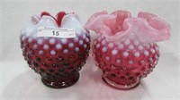 Fenton Cranberry opal  rosebowl and ruffled vase 4