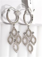 13-GC Sterling Silver 154 Diamond Drop Earrings