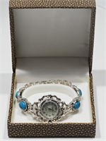 16-GC Sterling Silver Turquoise Mother o Pearl