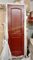 2 CHERRY WOOD COLOR DOORS WITH FRAMES AND TRIM