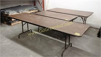 LOT OF 3 METAL FOLDING TABLES WITH FAUX WOOD LAMIN