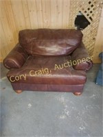 Ashley Brown Leather Chair with Ottoman
