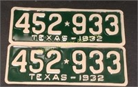 Matching Set Of 1932 Texas License Plates