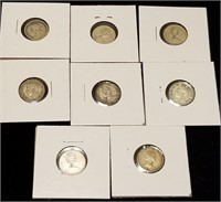 8PC SILVER CANADIAN DIMES COINS