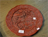 Chinese red cinnabar plate