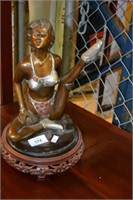 Bronze figure of a lady on Chinese style base