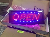 Illuminated LED OPEN Sign - like new - 16 x 7
