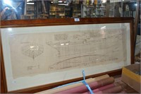 2 items: Vintage style nautical blueprint,